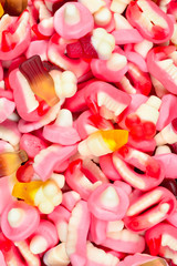 Assorted gummy candies. Top view. Jelly  sweets.