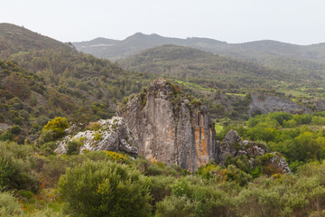 Fototapeta na wymiar The rock of Chasampoulia, Kidasi, Paphos. Cyprus countryside.