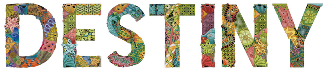 Female name DESTINY. Vector decorative zentangle object
