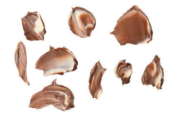 Chocolate cream splash isolated on white background.