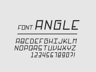 Obraz premium Angle font. Vector alphabet letters and numbers. Typeface design. Typography Graphic