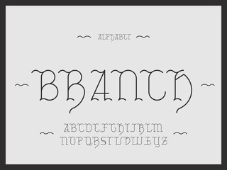 Branch alphabet. Vector letters. 