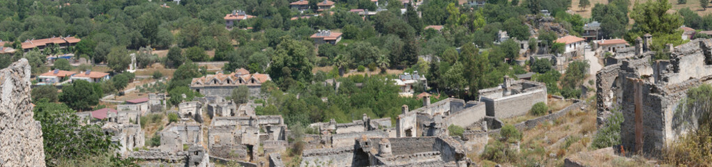 Fototapeta na wymiar Panoramic view of the abandoned village Kayakoy, Turkey