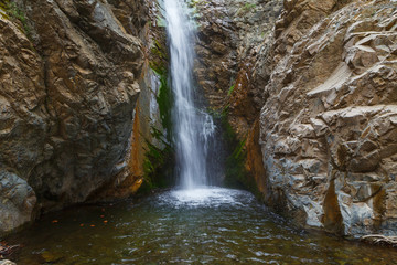 Millomeris Waterfalls near Platres in Cyprus. Long exposure