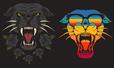 Panther cool Retro vector illustration