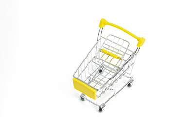 Small metal cart in a white background