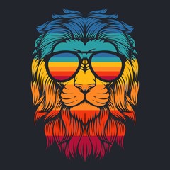 lion cool retro eyeglasses vector illustration © andypp