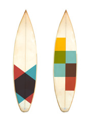 Retro foam short board surfboard isolated on white with clipping path for object, vintage styles.