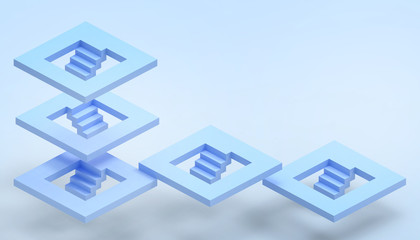 Leading concept  Blue Stairs and the illusion of with business success on a blue background - 3D rendering