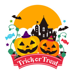 Happy halloween / cartoon pumpkin ( Jack o lantern ) character vector illustration