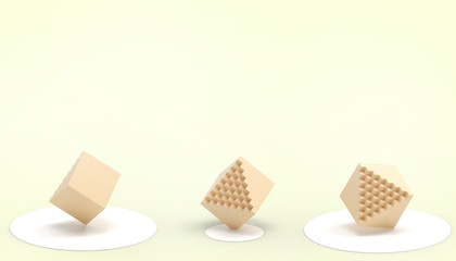 Rectangular box Yellow of mathematics and technology and a simple and beautiful business creative concept in Yellow background - 3D rendering