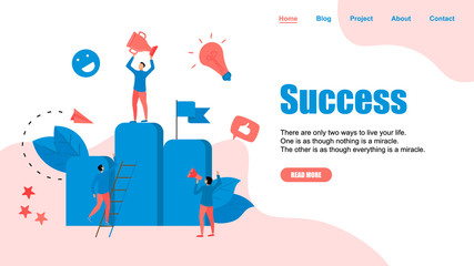 Vector creative illustration of business success concept. Flat design for web banner, business material 