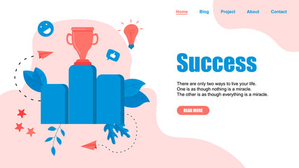 Vector creative illustration of business success concept. Flat design for web banner, business material	