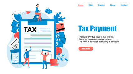 Obraz premium Webpage Template. Tax payment vector illustration concept. Filling tax form. 