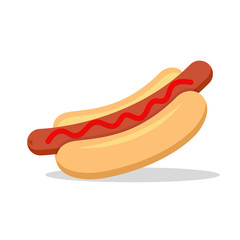 Hot dog. Vector isolated flat illustration fast food for poster, menus, brochure, web and icon fast food