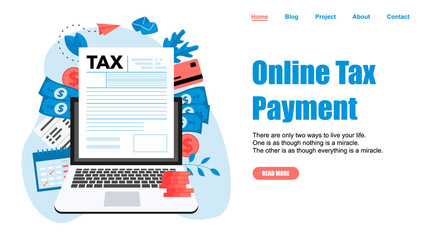 Webpage template. Online tax payment vector illustration concept. Filling tax form	