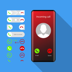 Mobile Phone Incoming Call Interface Sliders Set Icons Vector