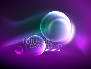Vector glowing neon circles abstract background