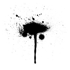 Abstract splatter black color background. Paint dripping vector illustration.
