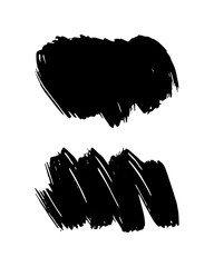 Set of vector black paint texture, ink brush stroke. Graphic artistic design element, box, frame or background for text.