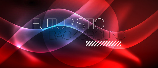 Neon glowing lines, magic energy space light concept, abstract background wallpaper design