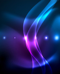 Neon glowing lines, magic energy space light concept, abstract background wallpaper design