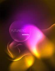 Shiny neon geometric waves template