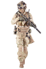 Softball player with military stuff studio shoot