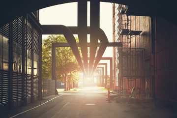 factory industrial zone with pipes