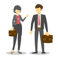 Business couple vector isolated. Male and female office