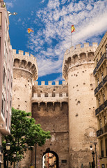  Valencia, Spain - 07/19/2019: Towers of Quart (Torres de Quart) - A Gothic Architecture