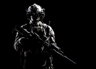 Army special forces shooter low key studio shoot