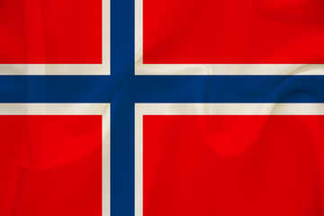 National flag of the country Norway on gentle silk with wind folds, travel concept, immigration, politics