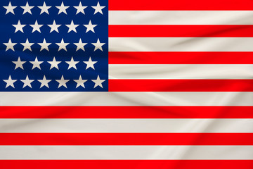 national flag of the USA country on gentle silk with wind folds, travel concept, immigration, politics