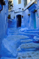 Street in the blue city Chefchaouen / Street in the blue city Chefchaouen, Morocco, Africa.