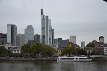 Fototapeta premium Financial district in Frankfurt am Main