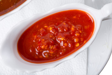 Red hot tomato sauce closeup.