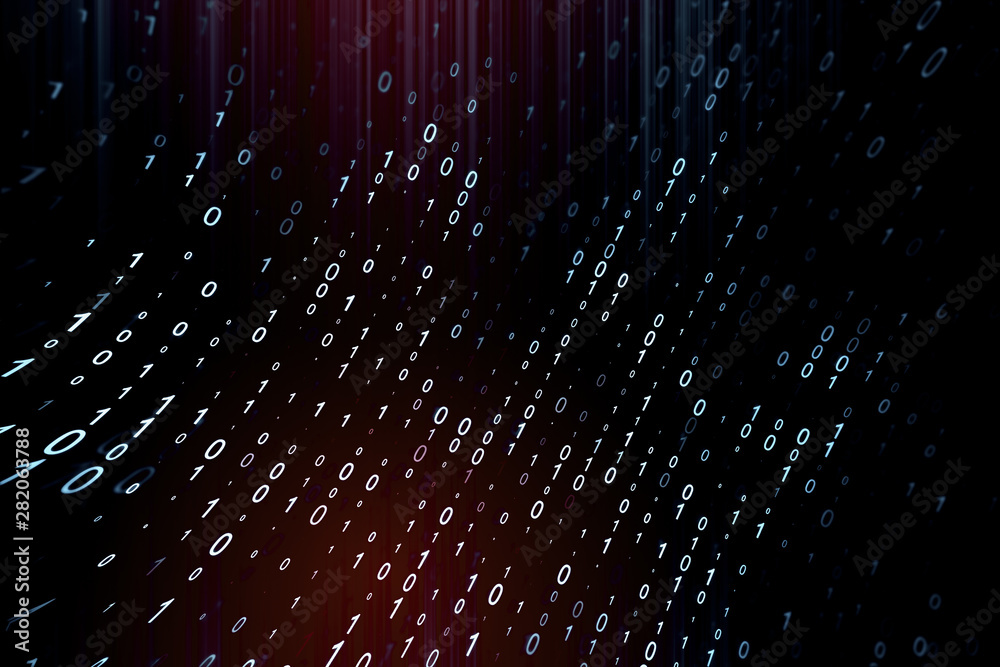 Poster Creative red binary code background