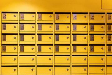 The Wooden mailbox perspective background in the condominium