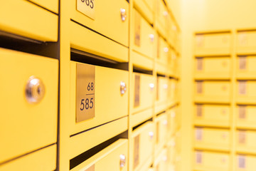 The Wooden mailbox perspective background in the condominium