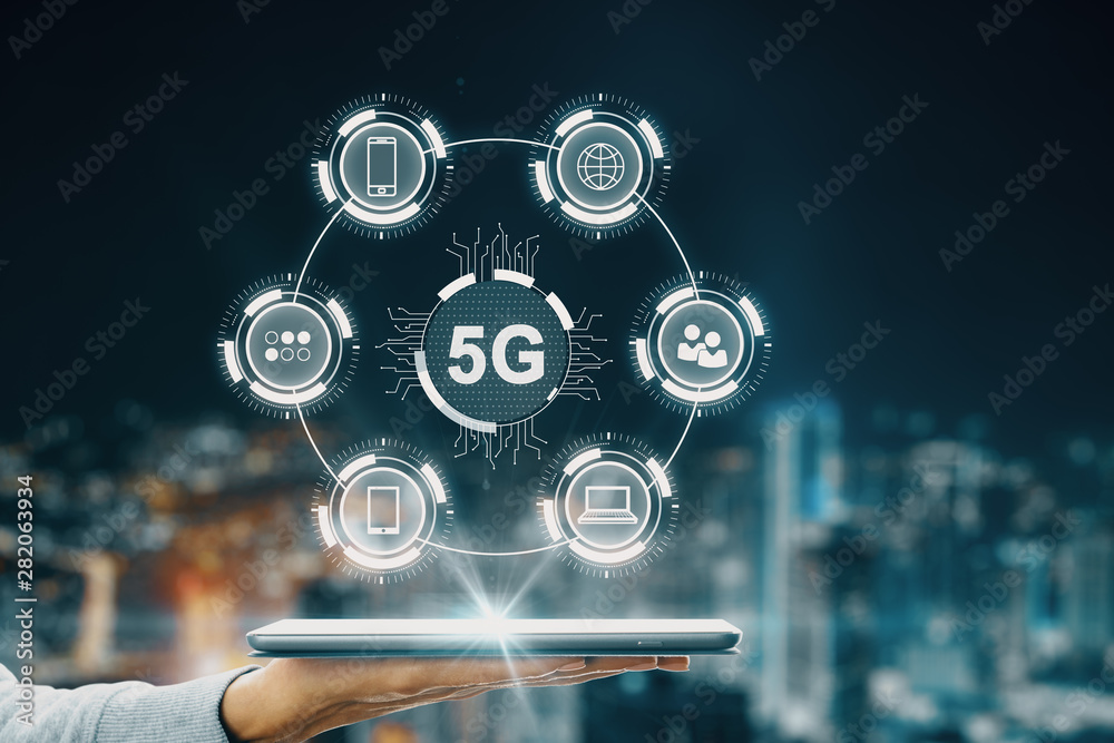 Poster hand with pad and 5g interface