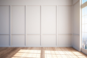 Empty room with city view