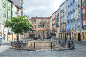 streets of burgos city and cathedral at background