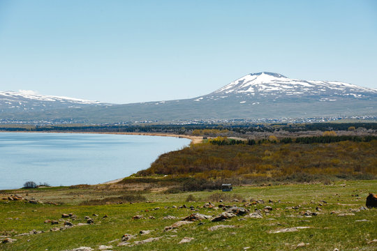 View of mountains and lake Sevan in Armenia
