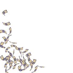 Chinese yuan notes falling. Sparse CNY bills on wh