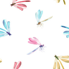 Watercolor dragonfly pattern