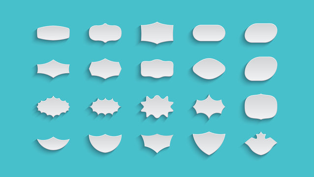 Set of empty geometrical shapes. Collection of design elements. Vector illustration for badge, label or sticker.