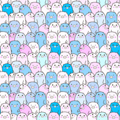 Cute pig seamless pattern background. Vector illustrations for gift wrap design.