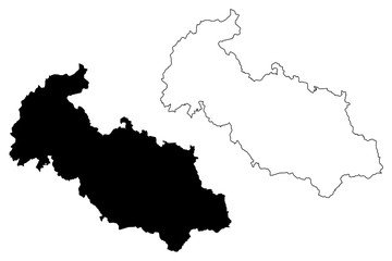 Moravian-Silesian Region (Bohemian lands, Czechia, Regions of the Czech Republic, Moravia, Ostrava Region) map vector illustration, scribble sketch Moravian Silesian map
