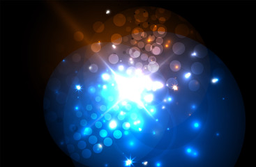 Abstract blue neon star background for celebration design. Luxury festive background.